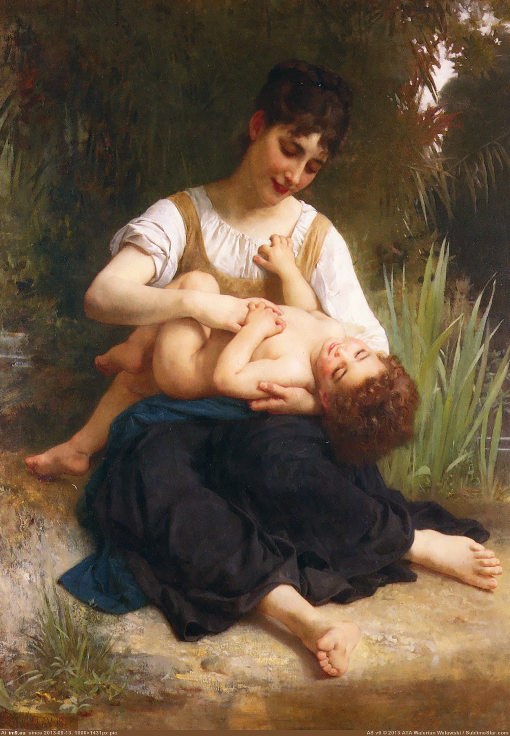(1878) Les Joies Dune Mere (Jeune Fille Chatouillant Un Enfant ) - William Adolphe Bouguereau (in William Adolphe Bouguereau paintings (1825-1905))