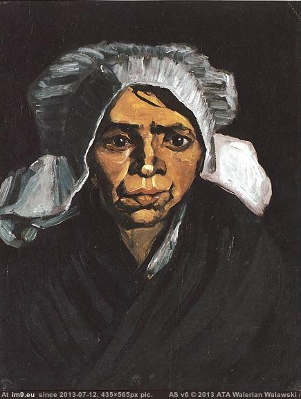 1884 Head of a Peasant Woman with White Cap version 2 (in Vincent van Gogh Paintings - 1883-86 Nuenen and Antwerp)