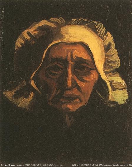 1884 Head of an Old Peasant Woman with White Cap version 2 (in Vincent van Gogh Paintings - 1883-86 Nuenen and Antwerp)