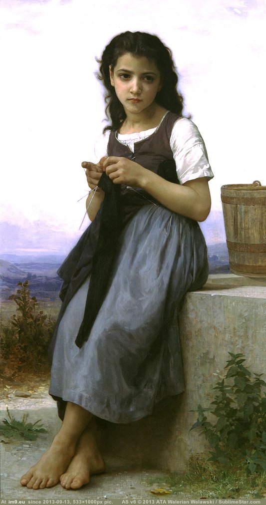 (1884) La Tricoteuse - William Adolphe Bouguereau (in William Adolphe Bouguereau paintings (1825-1905))