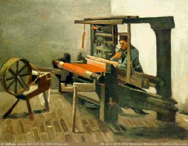 1884 Weaver Facing Left with Spinning Wheel (in Vincent van Gogh Paintings - 1883-86 Nuenen and Antwerp)