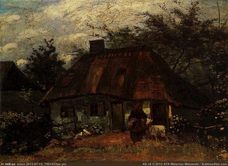 1885 Cottage and Woman with Goat (in Vincent van Gogh Paintings - 1883-86 Nuenen and Antwerp)