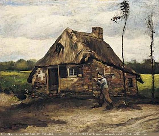 1885 Cottage with Peasant Coming Home (in Vincent van Gogh Paintings - 1883-86 Nuenen and Antwerp)