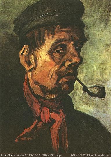 1885 Head of a Peasant with a Pipe (in Vincent van Gogh Paintings - 1883-86 Nuenen and Antwerp)