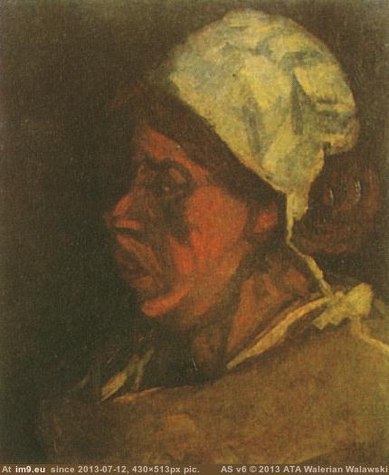 1885 Head of a Peasant Woman with White Cap version 4 (in Vincent van Gogh Paintings - 1883-86 Nuenen and Antwerp)