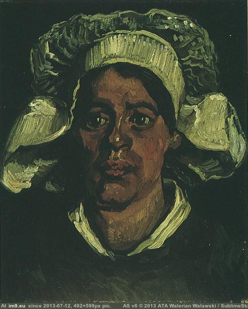 1885 Head of a Peasant Woman with White Cap version 6 (in Vincent van Gogh Paintings - 1883-86 Nuenen and Antwerp)