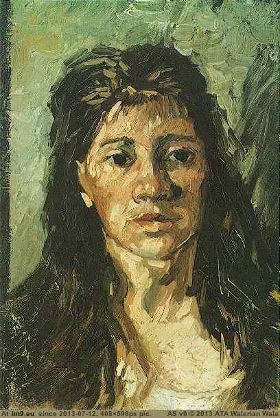 1885 Head of a Woman with her Hair Loose (in Vincent van Gogh Paintings - 1883-86 Nuenen and Antwerp)