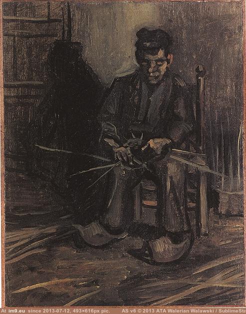 1885 Peasant Making a Basket (in Vincent van Gogh Paintings - 1883-86 Nuenen and Antwerp)