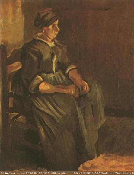 1885 Peasant Woman Sitting on a Chair (in Vincent van Gogh Paintings - 1883-86 Nuenen and Antwerp)