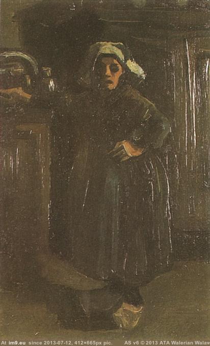 1885 Peasant Woman Standing Indoors (in Vincent van Gogh Paintings - 1883-86 Nuenen and Antwerp)