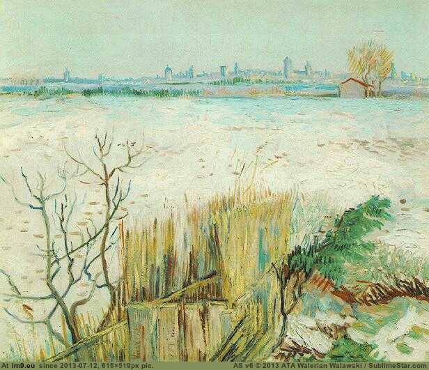 1888 Snowy Landscape with Arles in the Background (in Vincent van Gogh Paintings - 1888-89 Arles)
