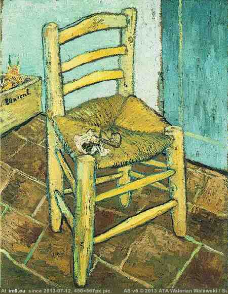 1888 Vincent's Chair with His Pipe (in Vincent van Gogh Paintings - 1888-89 Arles)