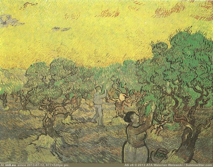 1889 Olive Grove with Picking Figures (in Vincent van Gogh Paintings - 1889-90 Saint-Rémy)