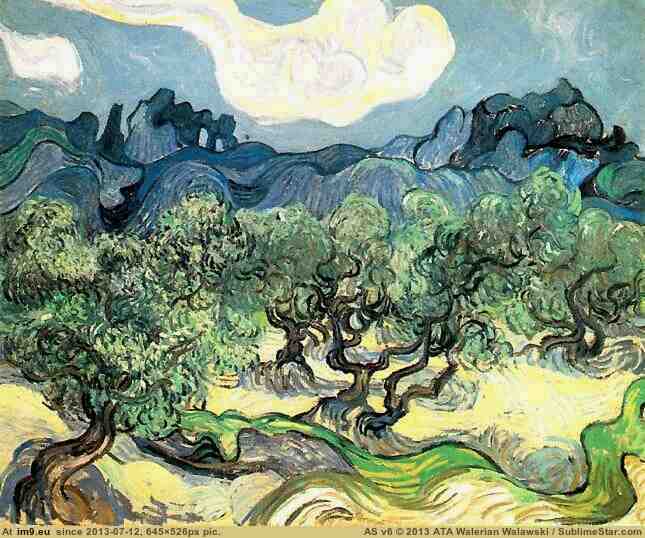 1889 Olive Trees with the Alpilles in the Background (in Vincent van Gogh Paintings - 1889-90 Saint-Rémy)