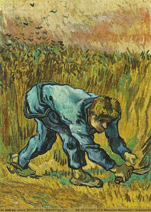 1889 Reaper with Sickle (after Millet) (in Vincent van Gogh Paintings - 1889-90 Saint-Rémy)