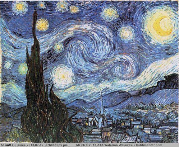 1889 Starry Night (in Vincent van Gogh Paintings - 1889-90 Saint-Rémy)