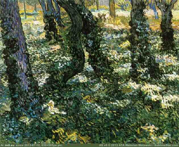 1889 Tree Trunks with Ivy (in Vincent van Gogh Paintings - 1889-90 Saint-Rémy)