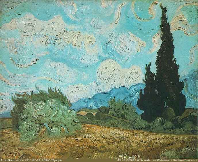 1889 Wheat Field with Cypresses version 2 (in Vincent van Gogh Paintings - 1889-90 Saint-Rémy)