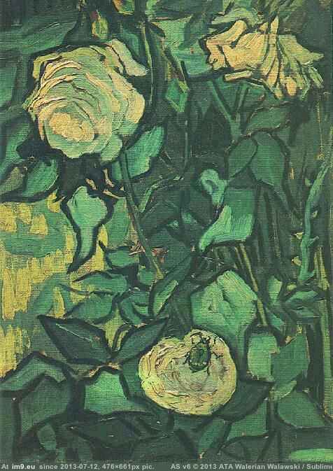 1890 Roses and Beetle (in Vincent van Gogh Paintings - 1889-90 Saint-Rémy)