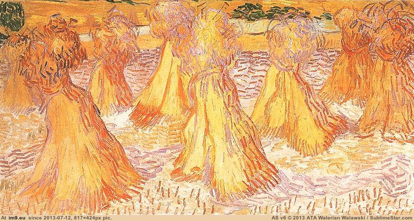 1890 Sheaves of Wheat (in Vincent van Gogh Paintings - 1890 Auvers-sur-Oise)