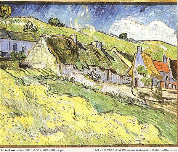 1890 Thatched Cottages (in Vincent van Gogh Paintings - 1890 Auvers-sur-Oise)