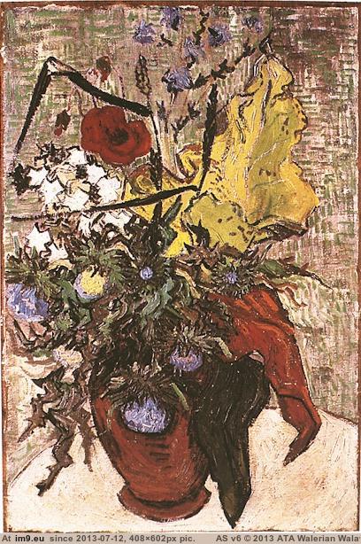 1890 Wild Flowers and Thistles in a Vase (in Vincent van Gogh Paintings - 1890 Auvers-sur-Oise)