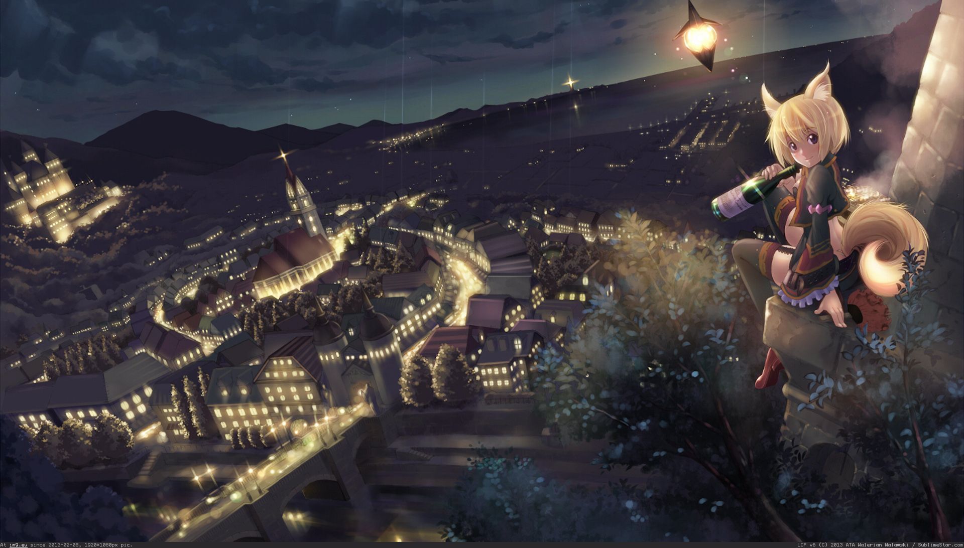 Pic. #Wallpaper #Anime #Night #1920x1080 #Ears #Scenic #Tagme #City #Animal  #Tail #Landscape, 245502B – Anime Wallpapers 1920x1080 (HD manga)