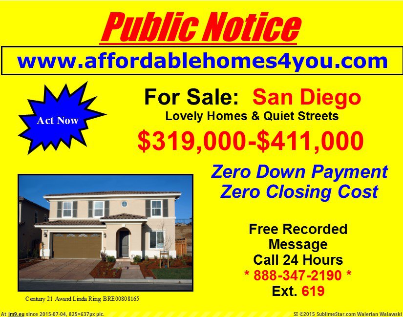 Affordable Homes Throughout San Diego Zero Down and Zero Closing Cost Century 21 Award Linda Ring and Shelly Mellomida (in Linda Ring Century 21 Award San Diego Real Estate)