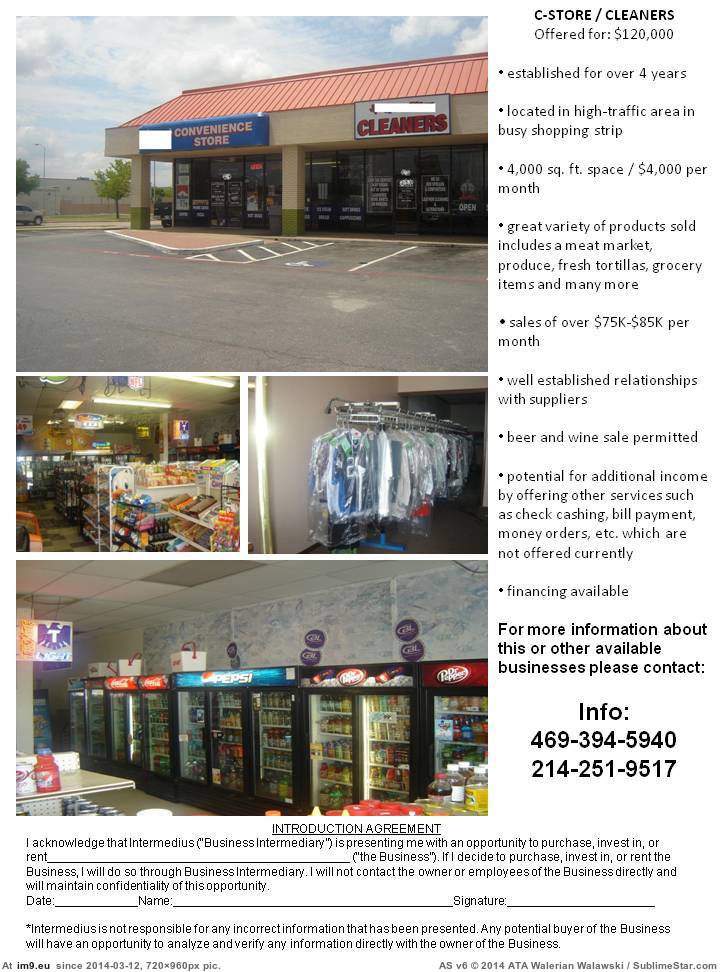 C-STORE & DRY CLEANERS (in IMBS Business For Sale)