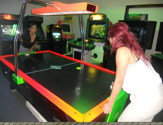 EMPLOYEE GAME ROOM AIR HOCKEY FUN (in BEST BOSS SUPPORTS EMPLOYEE GAME ROOM VIDEO ARCADE)