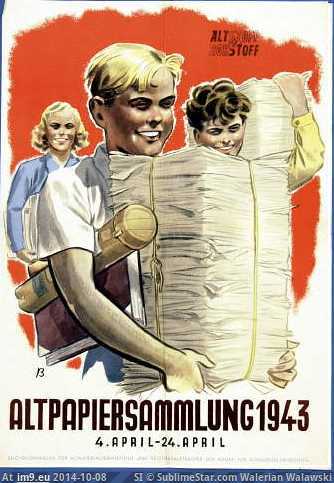 history - wwii - propaganda poster - nazi poster - aryan children paper drive (in SS posters)