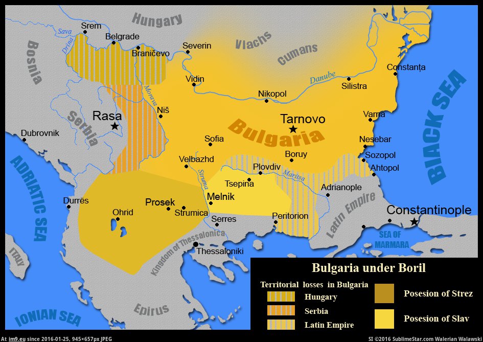 [Mapporn] Bulgaria under Tsar Boril (1207-1218)[945x657] (in My r/MAPS favs)