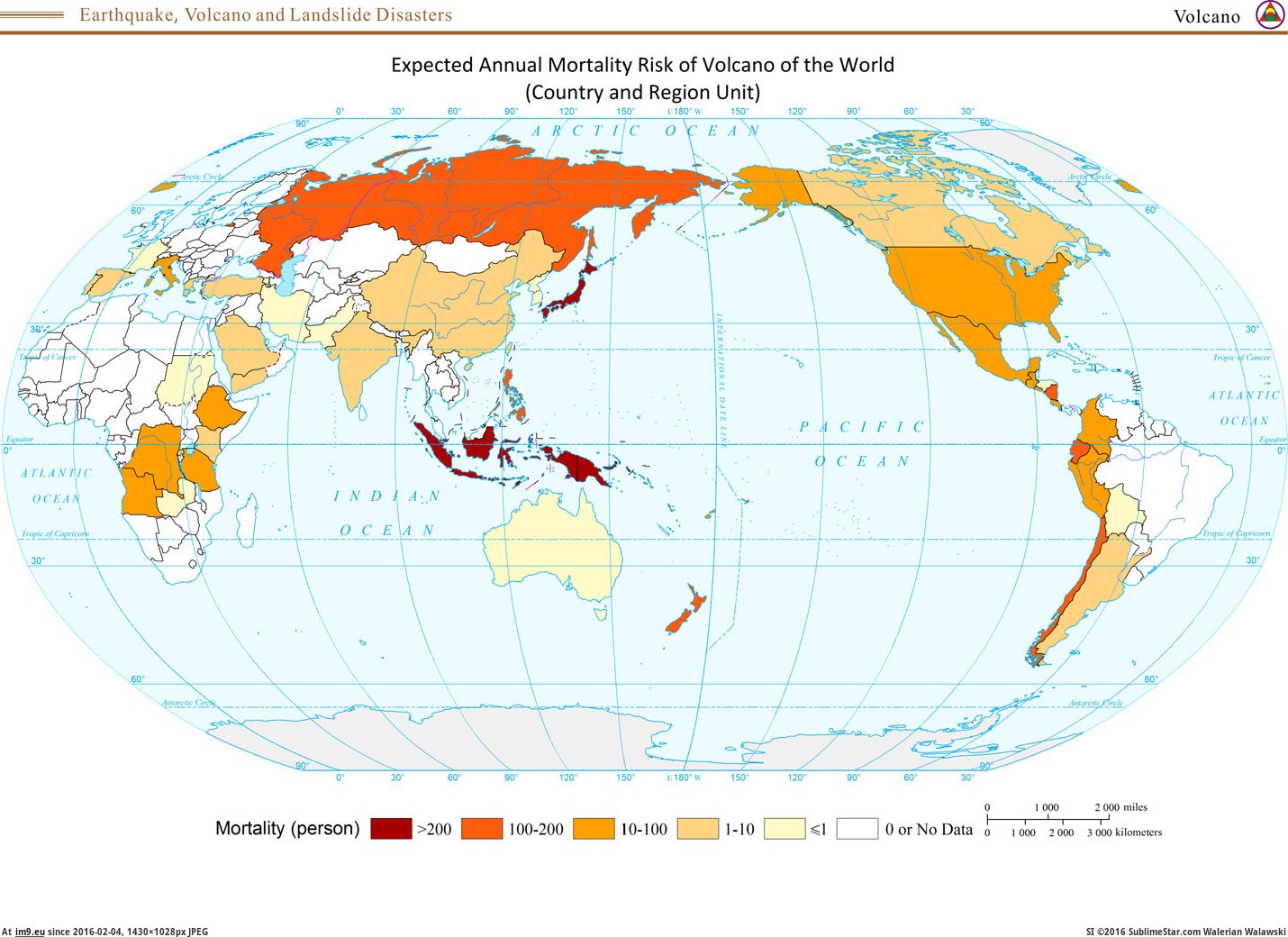 [Mapporn] Expected annual mortality risk of volcano of the world [1028x1430] (in My r/MAPS favs)