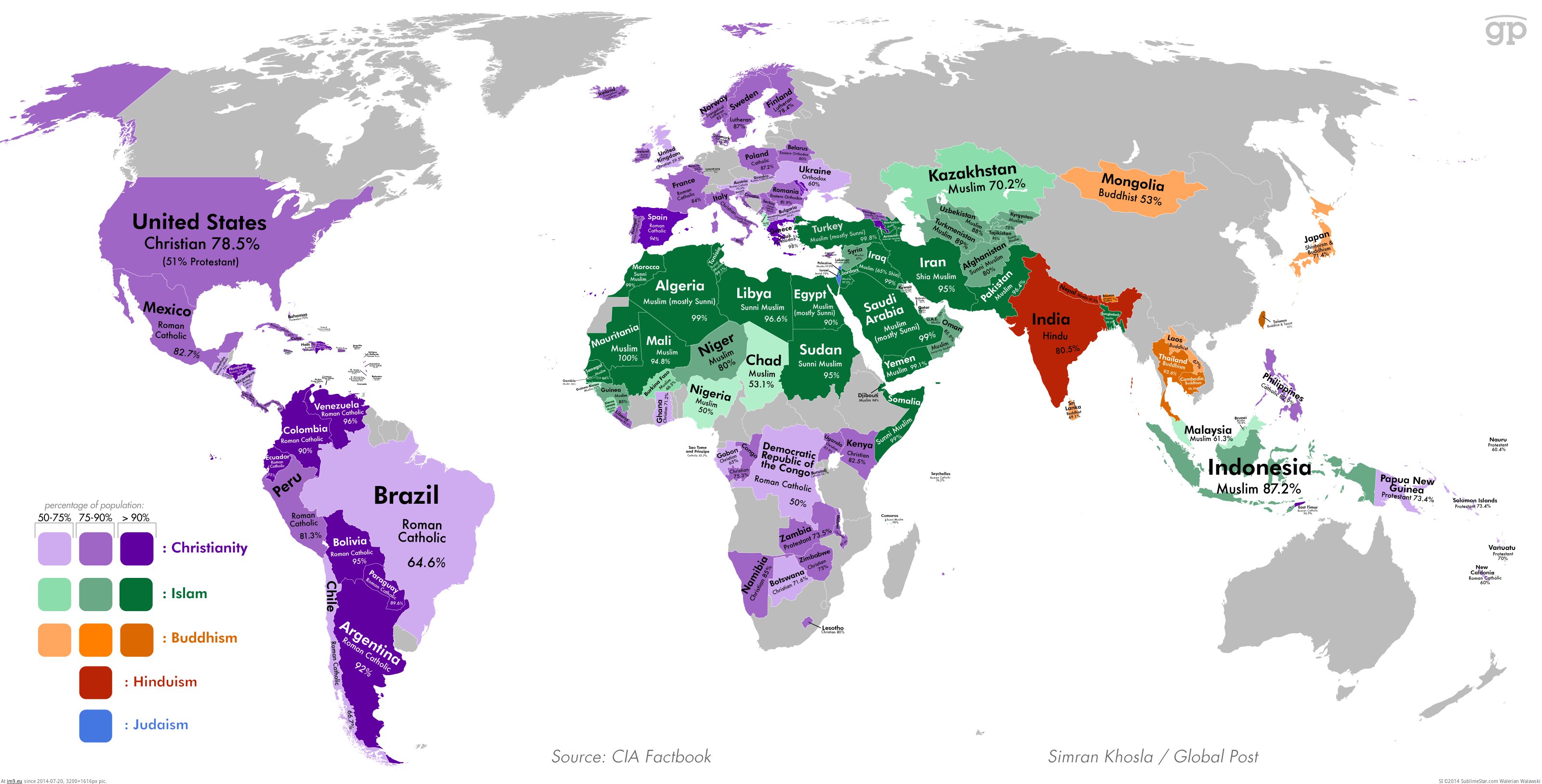 Pic. #Countries #Population #Religions #Religious #Majority, 487265B – My  r/MAPS favs