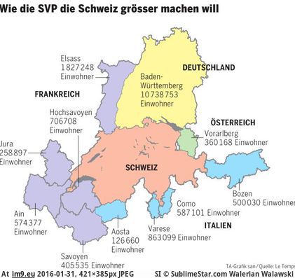 [Mapporn] Proposal for a greater Switzerland by the Swiss People’s Party [421x385] (in My r/MAPS favs)