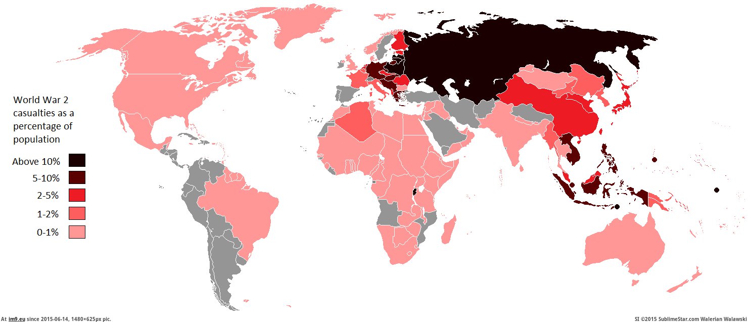 Pic. #World #War #Percentage #Population, 119979B – My r/MAPS favs