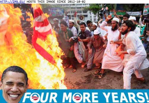 Obama-four-more-years-flag-in-flames (in Obama the failure)