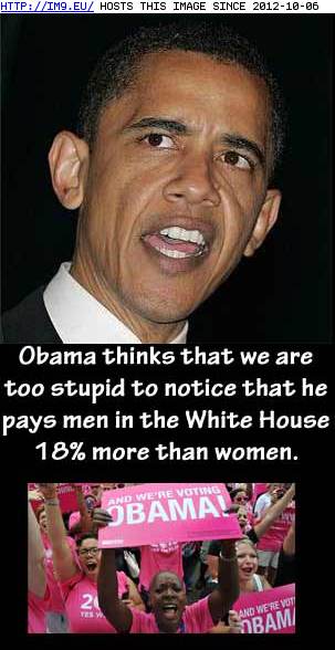 Obama Pays Men 18 Percent More Than Women (in Obama is Failure)