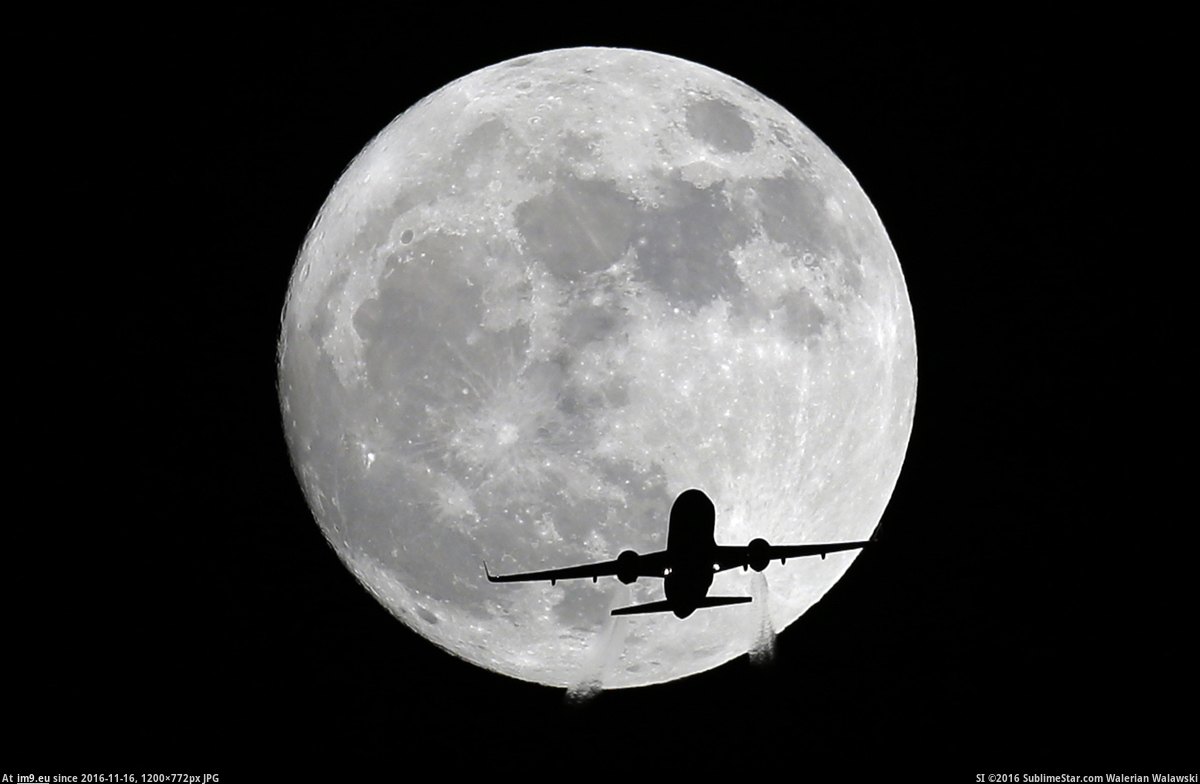 [Pics] An airplane passes in front of the moon because they very rarely pass from behind (in My r/PICS favs)