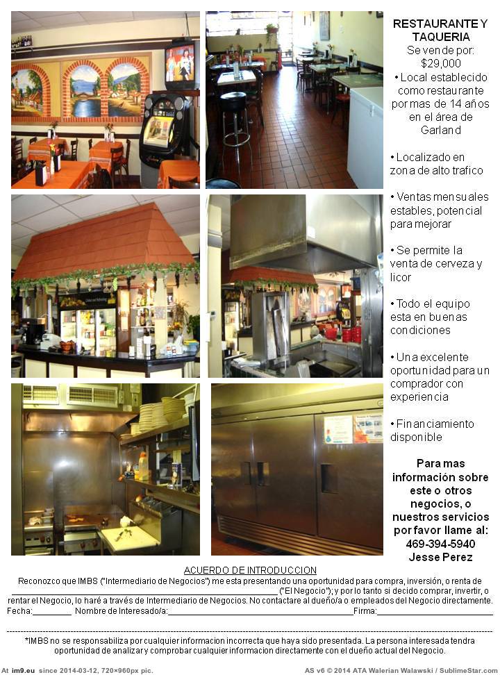 RESTAURANTE & TAQUERIA FLYER-SPANISHimbs (in IMBS Business For Sale)