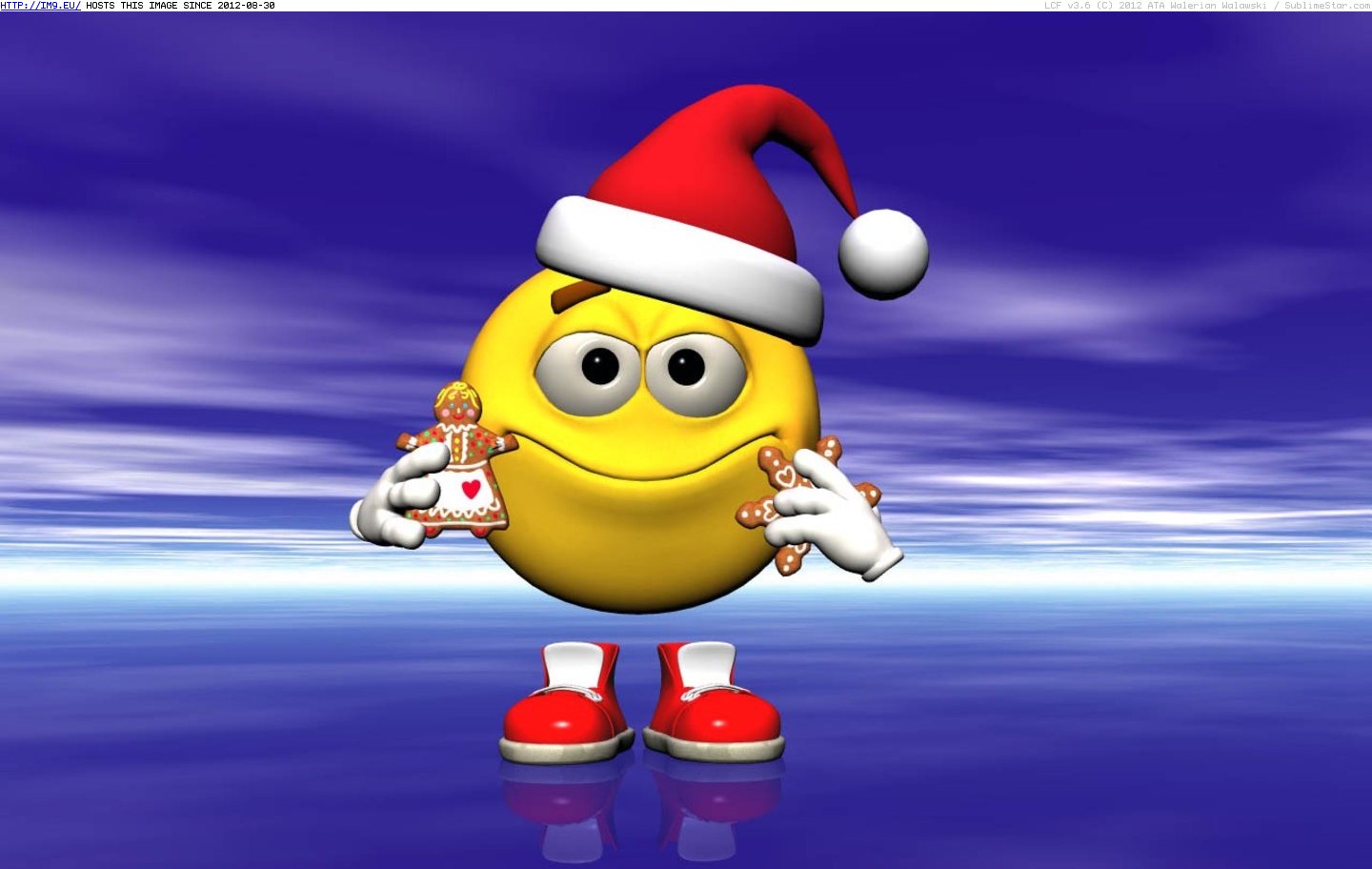 Smiley Santa 1 128  (smiley wallpaper) (in Smiley Wallpapers)