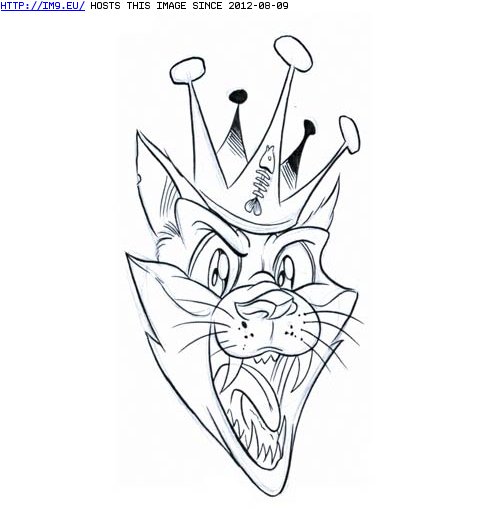 Tattoo Design: crown-cat (in Cat Tattoos)