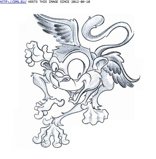Tattoo Design: flying_monkey (in Monkey Tattoos)