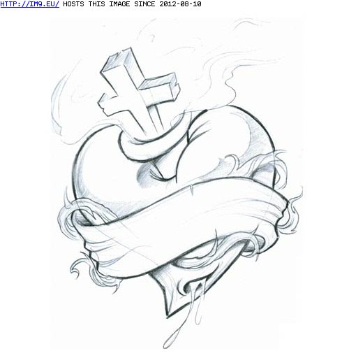 Tattoo Design: heart_with_cross (in Heart Tattoos)