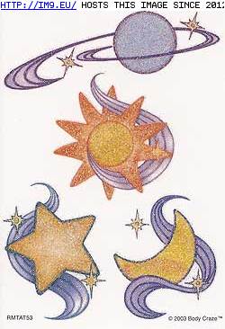 Tattoo Design: SL53-glitter-sunmoonstar (in Sun Tattoos)