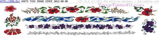 Tattoo Design: TKC084flowerd-bands--blue- (in Lower Back Tattoos)