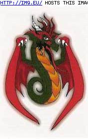 Tattoo Design: VD-dragon-holding-red-wings (in Dragon Tattoos)
