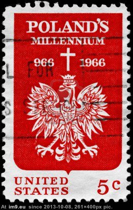 USA Stamp: Poland's Millennium 966-1966 (Polish Eagle and Cross) (in Rehost)