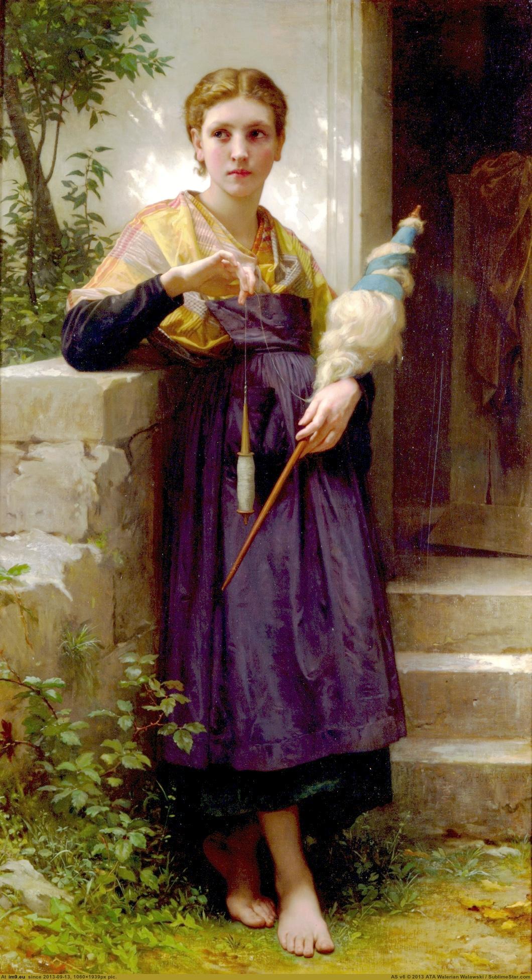 (1873) Fileuse - William Adolphe Bouguereau (in William Adolphe Bouguereau paintings (1825-1905))