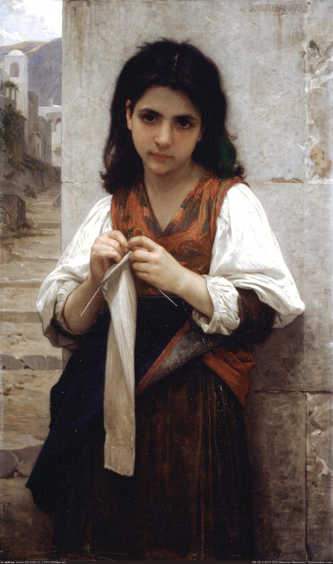 (1879) Tricoteuse - William Adolphe Bouguereau (in William Adolphe Bouguereau paintings (1825-1905))